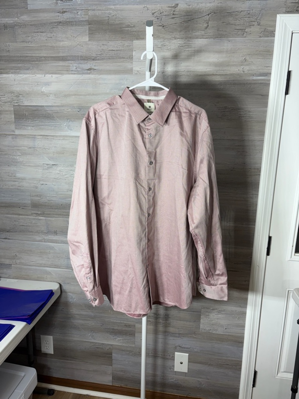 next Men's Light Pink Casual Button Down Shirt 1275